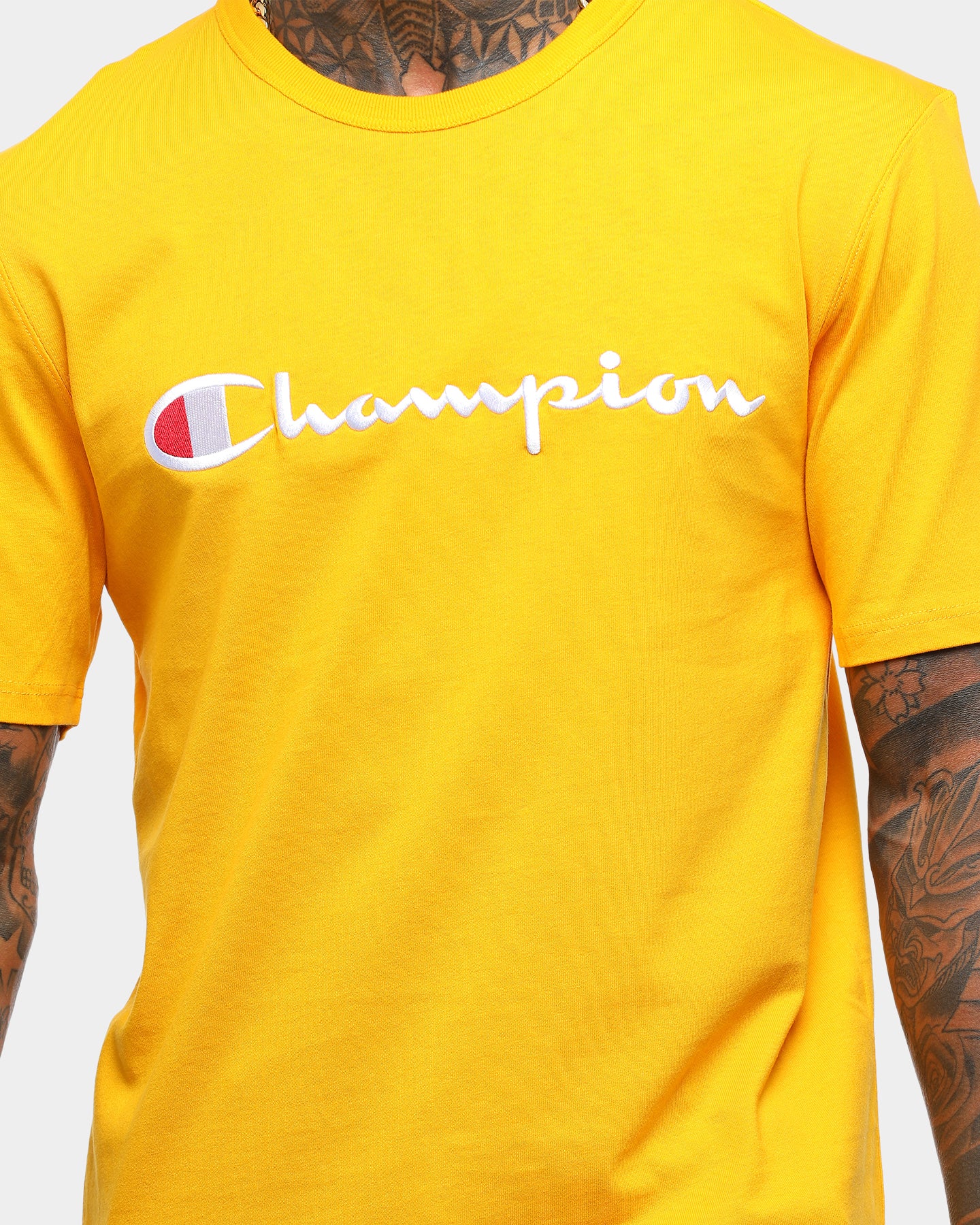 champion heritage script t shirt