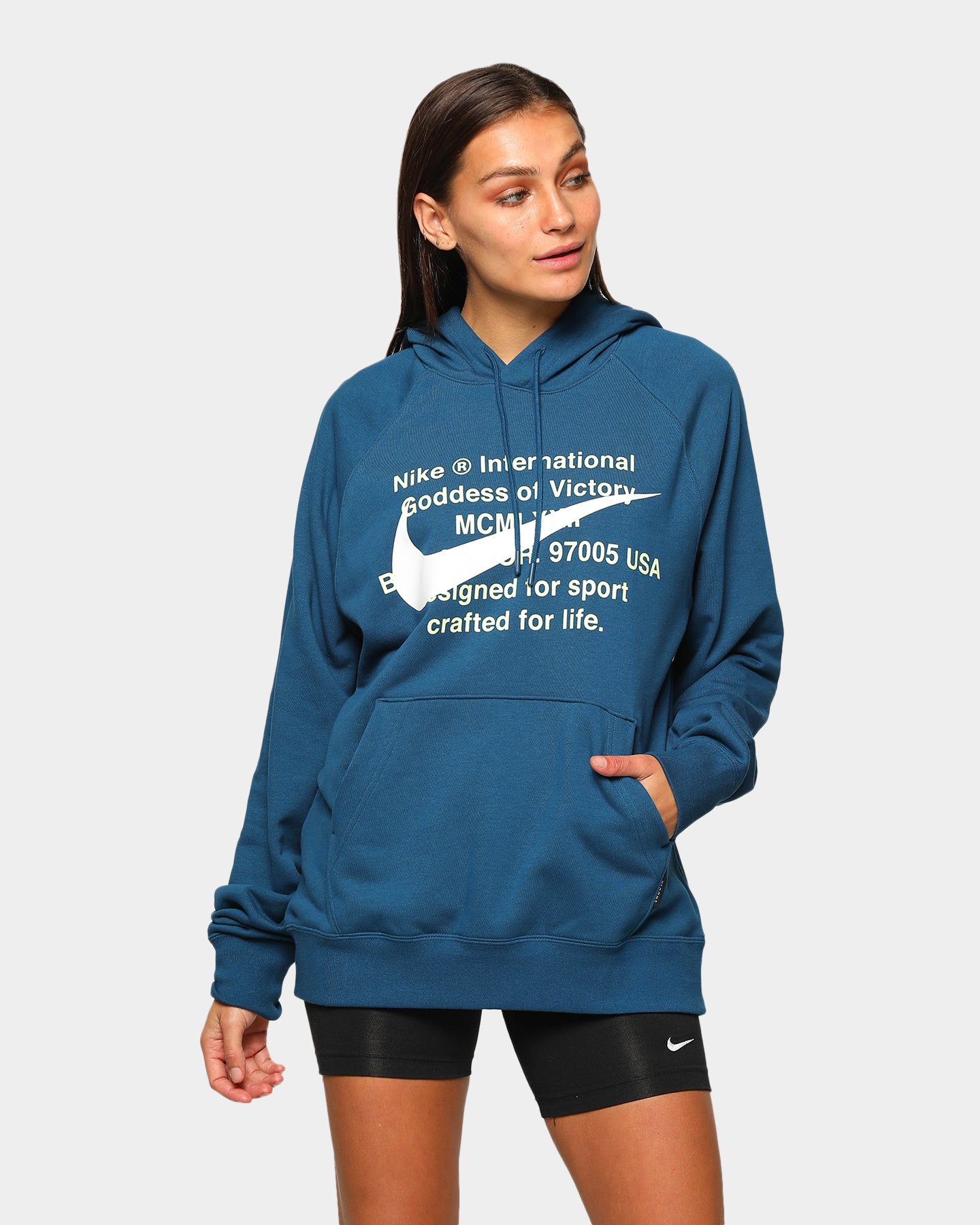 blue nike swoosh hoodie