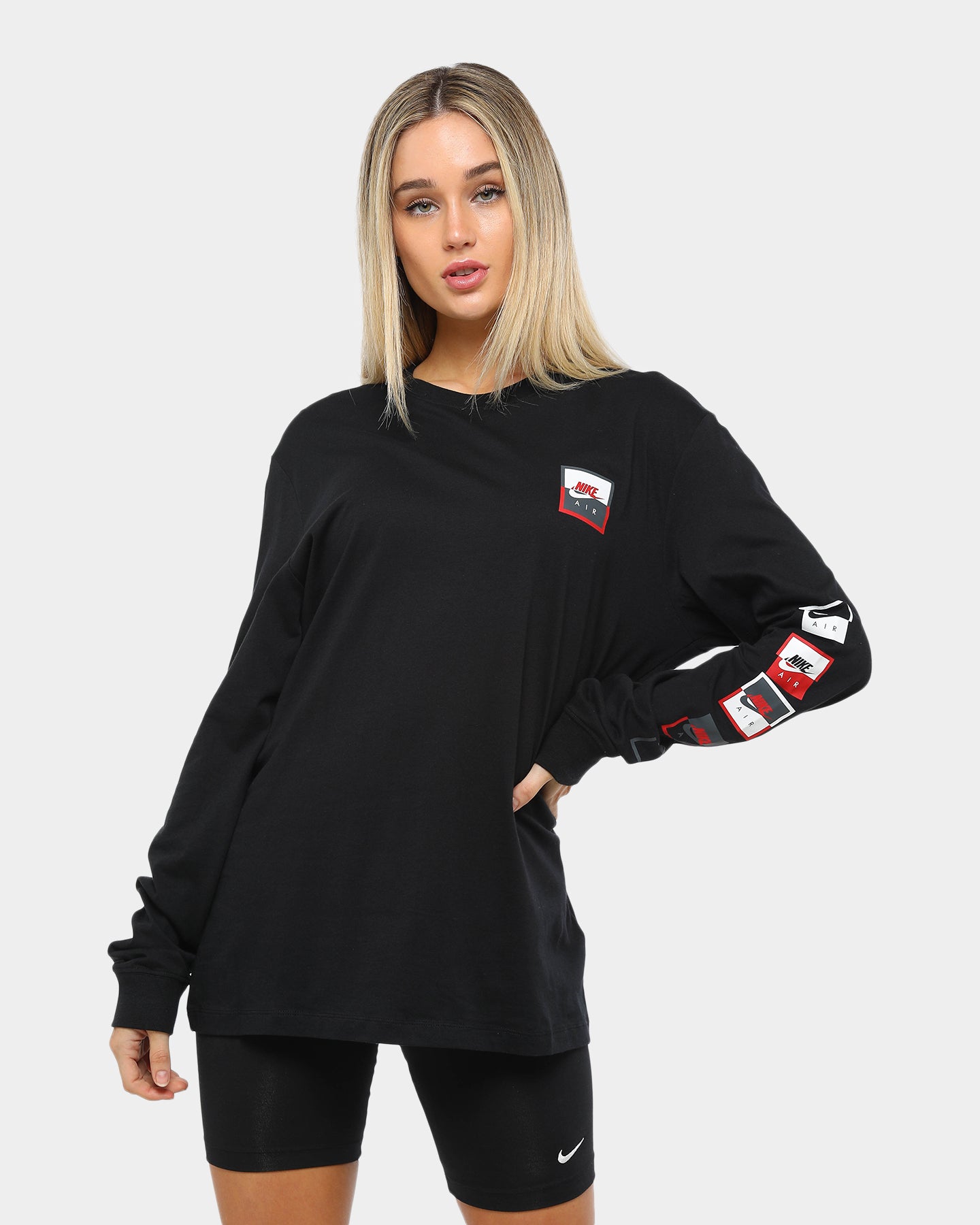 red and black nike shirt women's