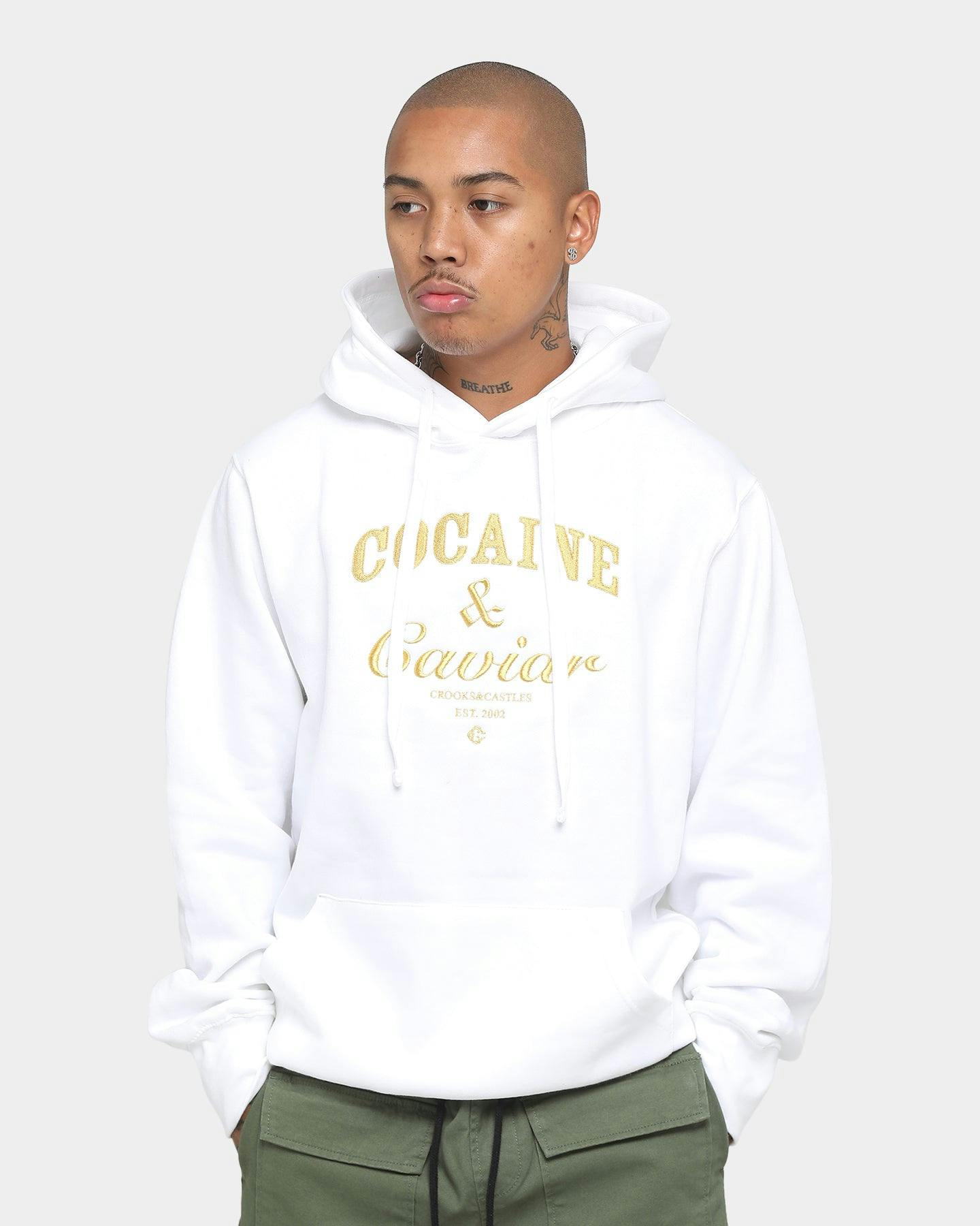 Crooks & Castles Cocaine & Caviar Hoodie White/Gold | Culture Kings NZ