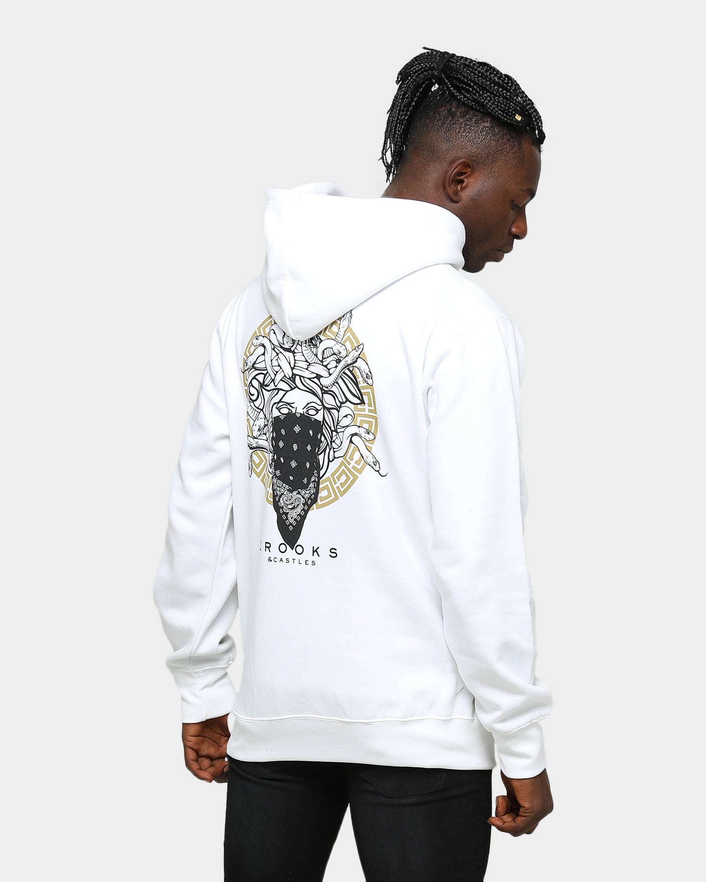 white crooks and castles hoodie