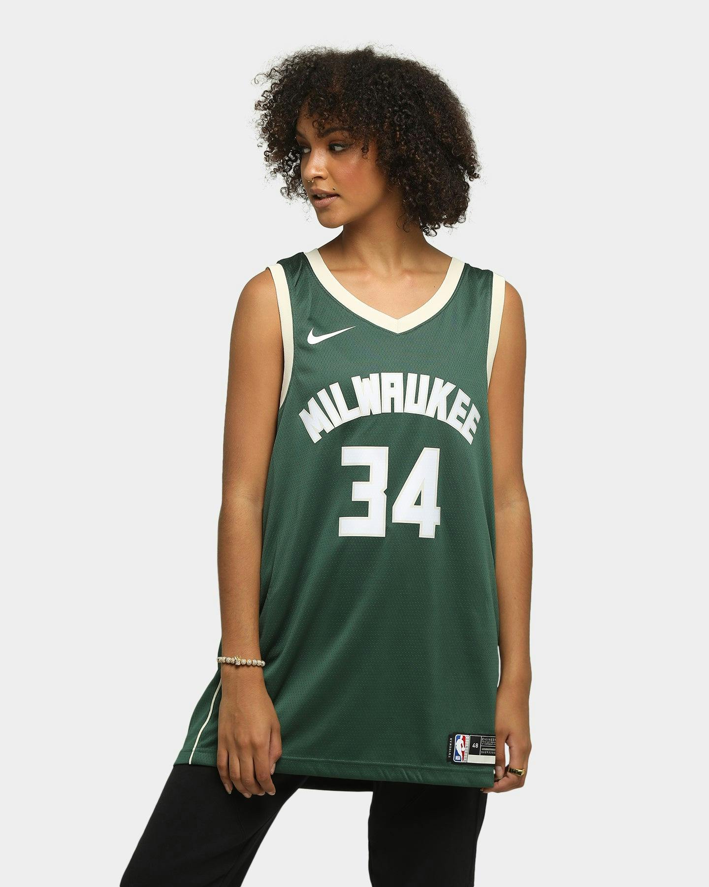 Nike Milwaukee Bucks #34 Icon Swingman Jersey Fir/Flat Opal