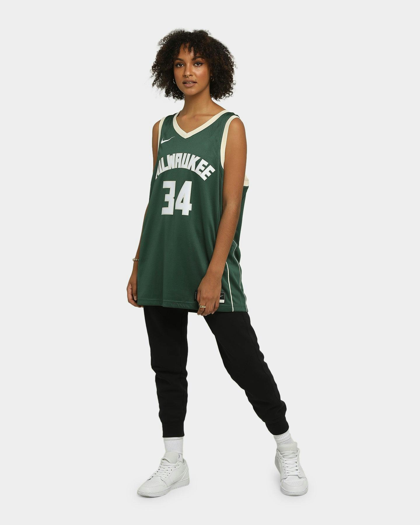 Nike Milwaukee Bucks #34 Icon Swingman Jersey Fir/Flat Opal