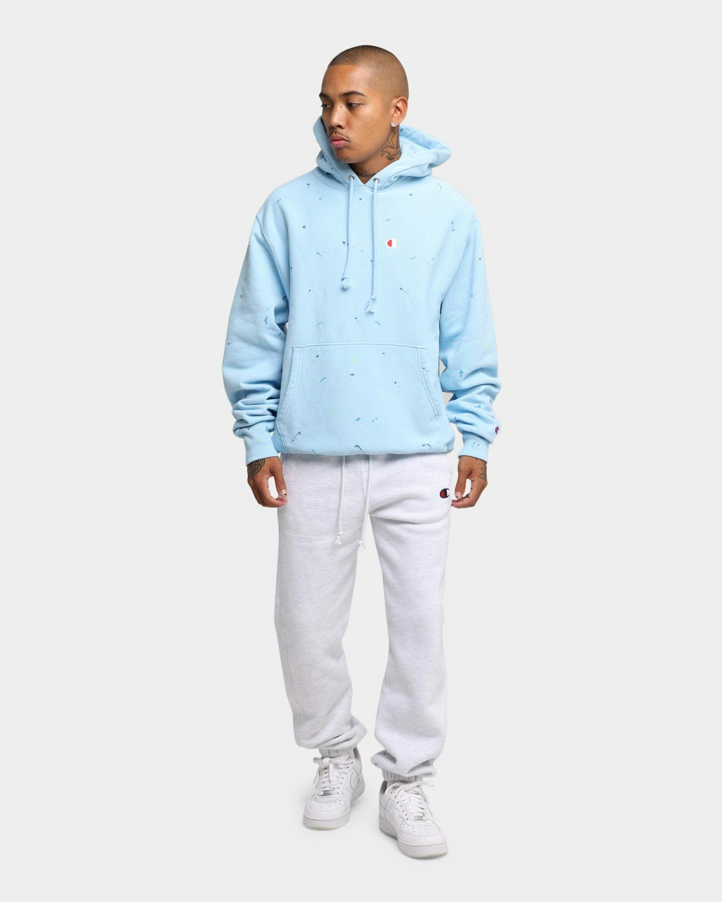 Champion Reverse Weave Paint Splatter Hoodie Candid Blue | Culture Kings NZ