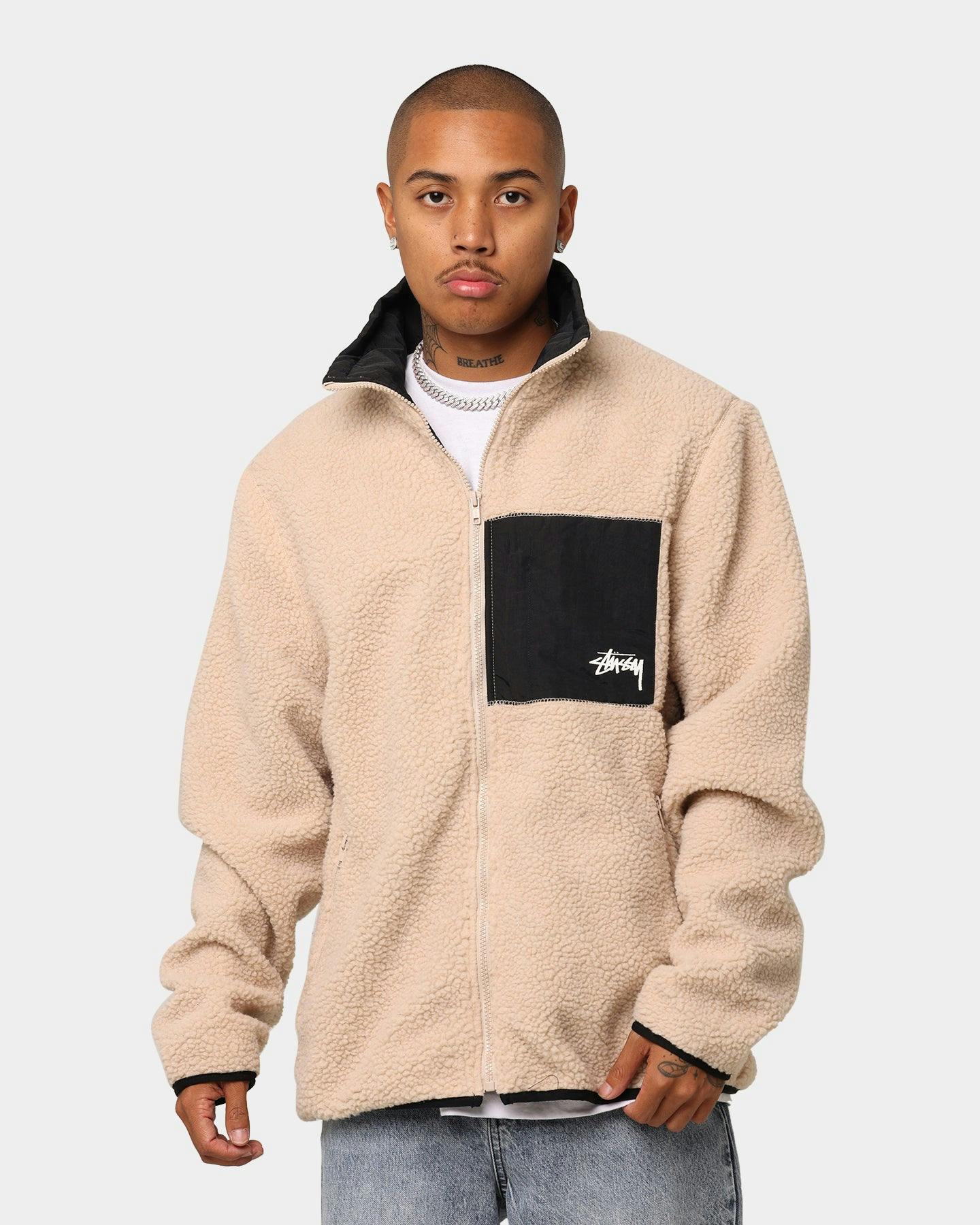 Stussy Sherpa Jacket White Sand | Culture Kings NZ