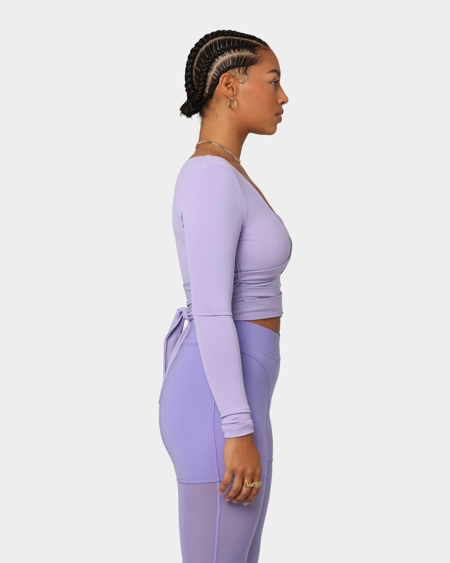 Reebok X Cardi B Women's Long Sleeve Crop Top Purple