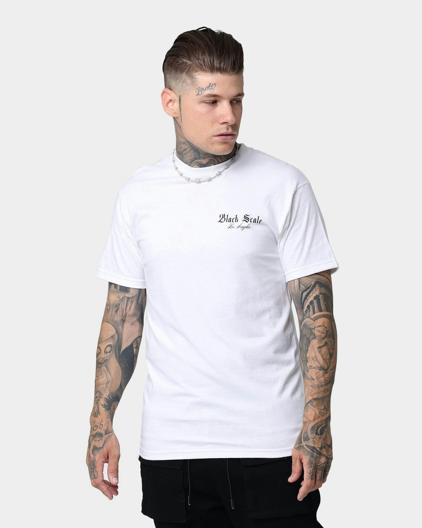 Black Scale Gothic Logo T-Shirt White | Culture Kings NZ