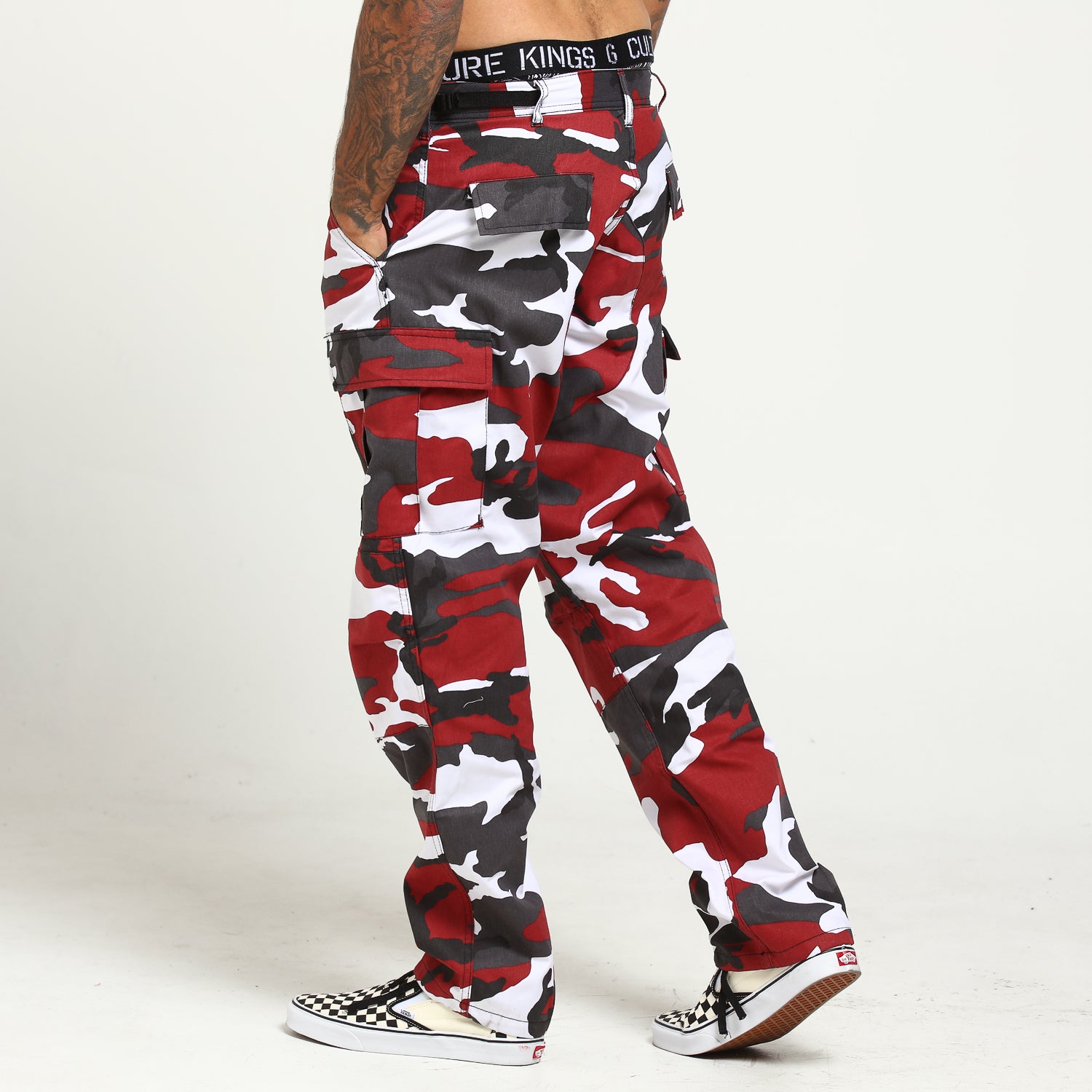 camo pants red and black