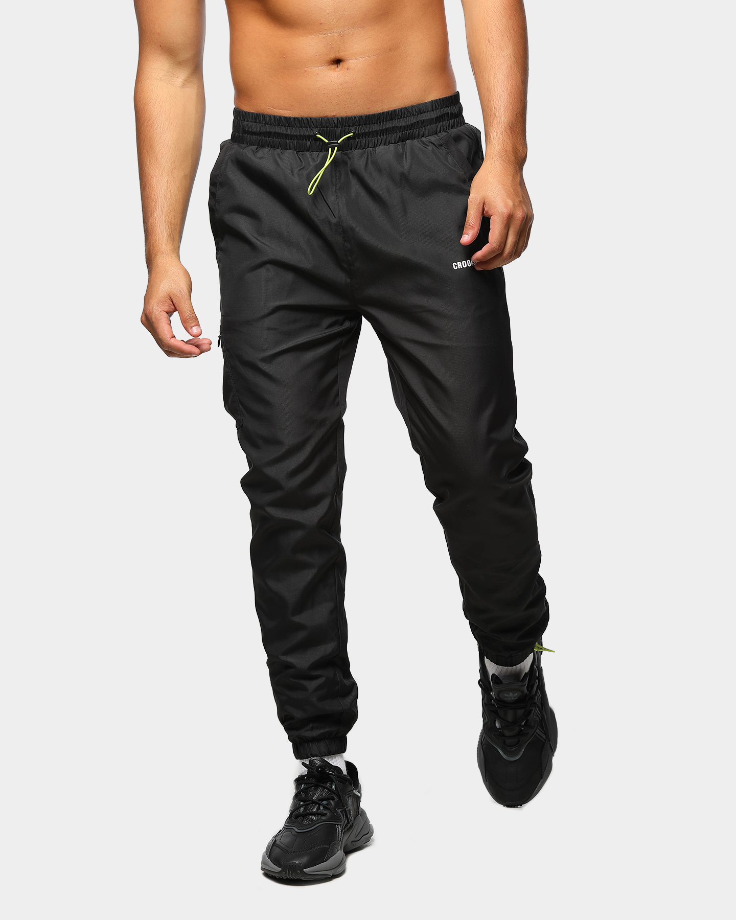 black windbreaker sweatpants