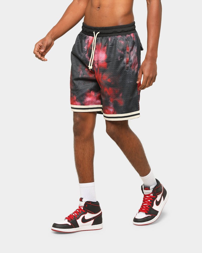EN ES Men's Tie Dye Basketball Short Black/Red Culture Kings NZ