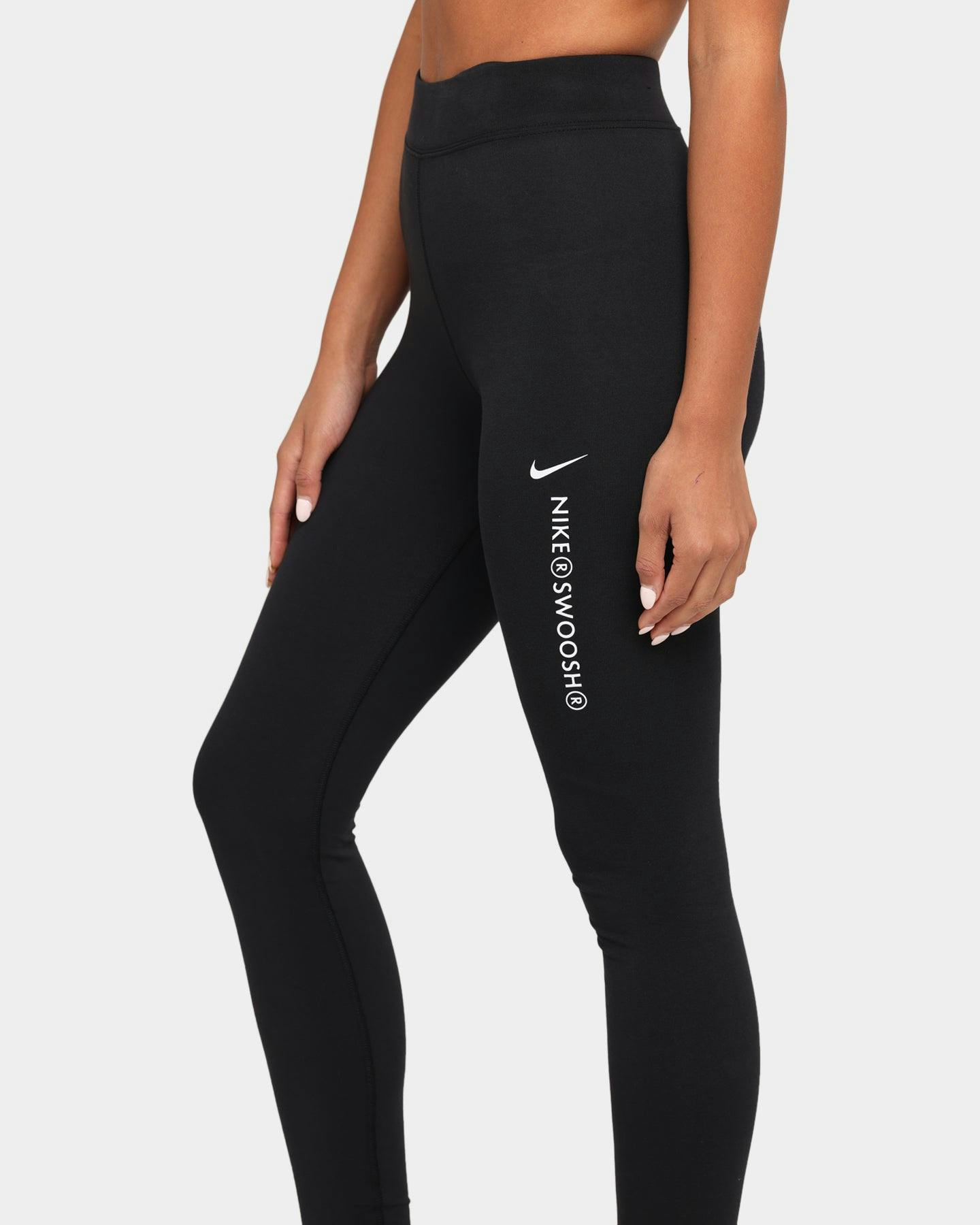 Nike Nike Sportswear Swoosh High Rise Leggings Black White Culture