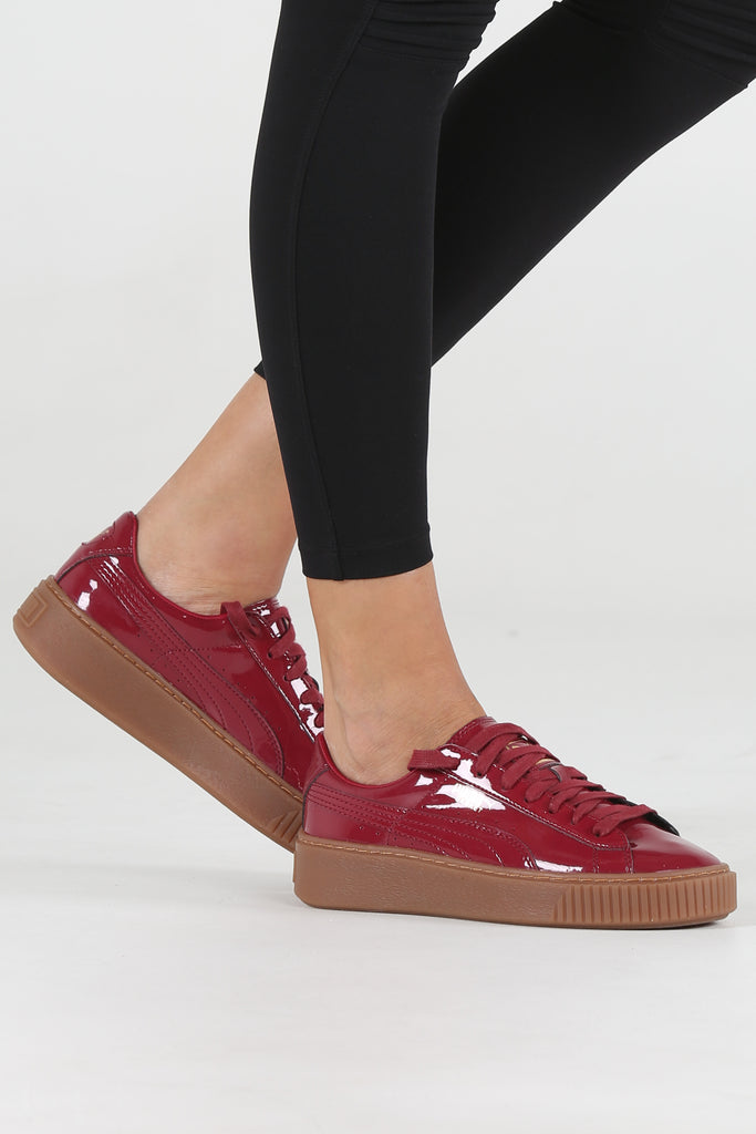 puma basket platform patent red puma basket platform patent red