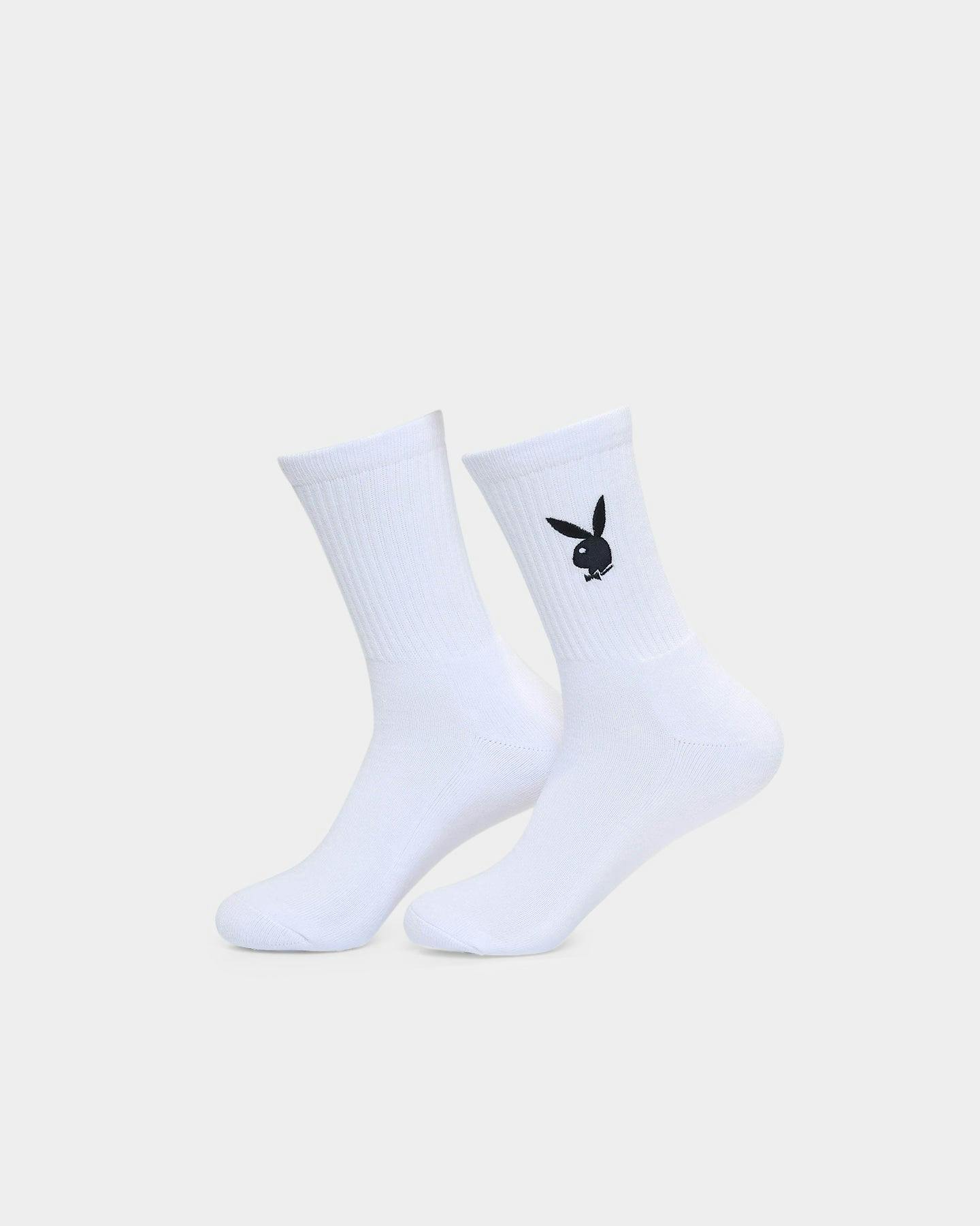 Playboy Women's Crew Socks 3 Pack White Culture Kings NZ