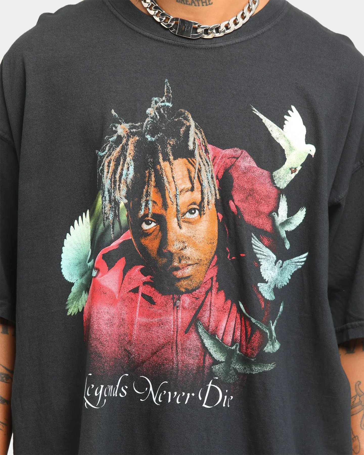 Juice Wrld Dove Vintage TShirt Black Wash Culture Kings NZ