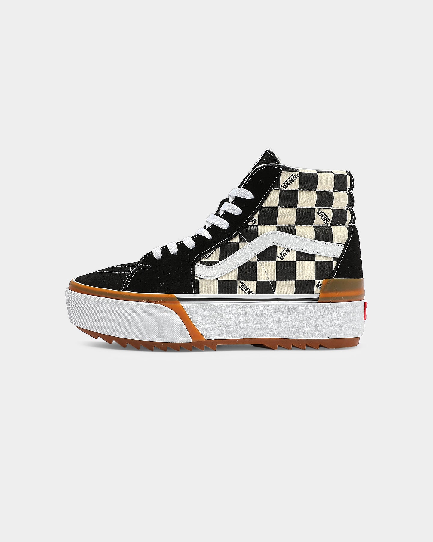 vans sk8 hi stacked black check