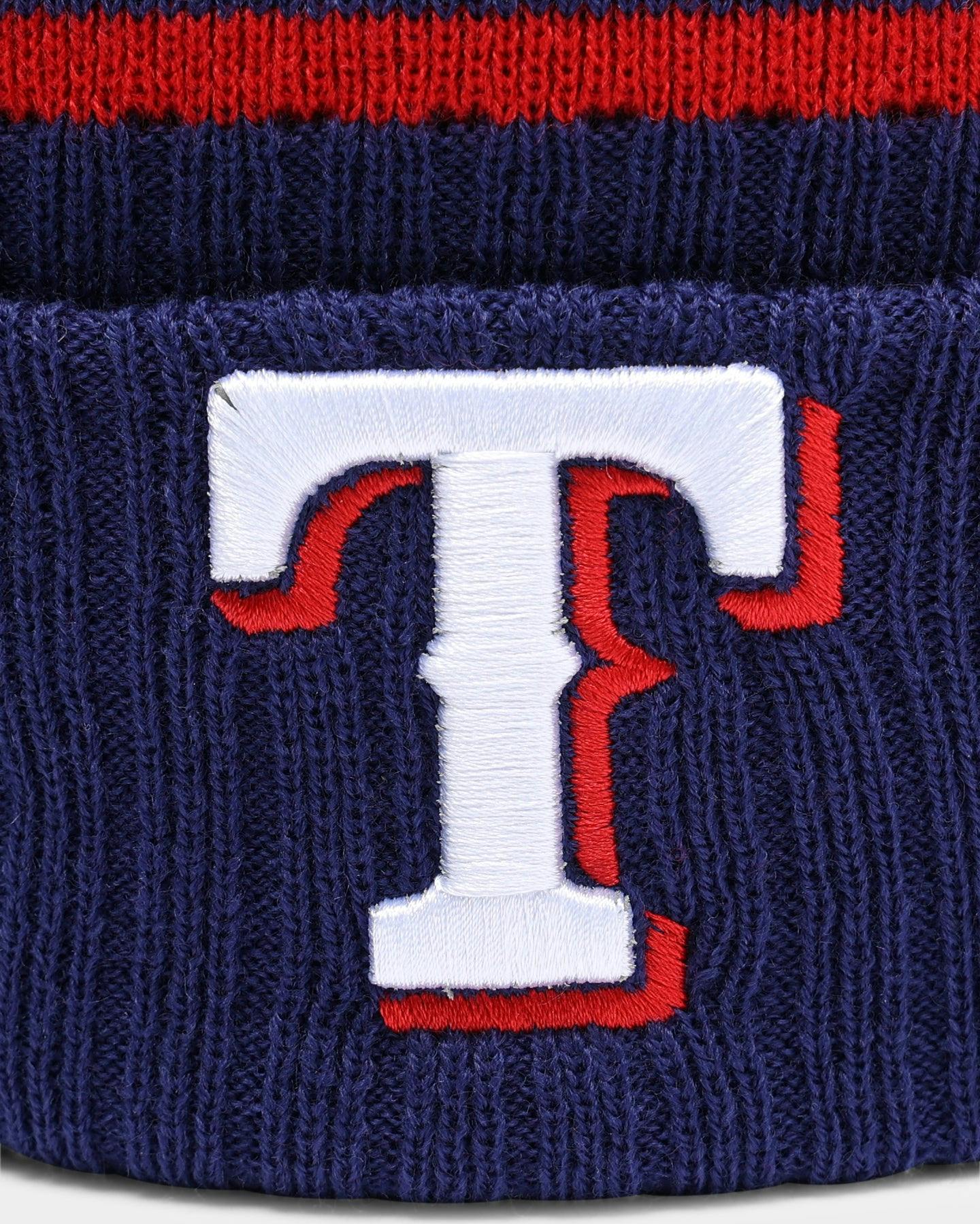 New Era Texas Rangers Team Stripe Script Pom Beanie Team | Culture Kings NZ