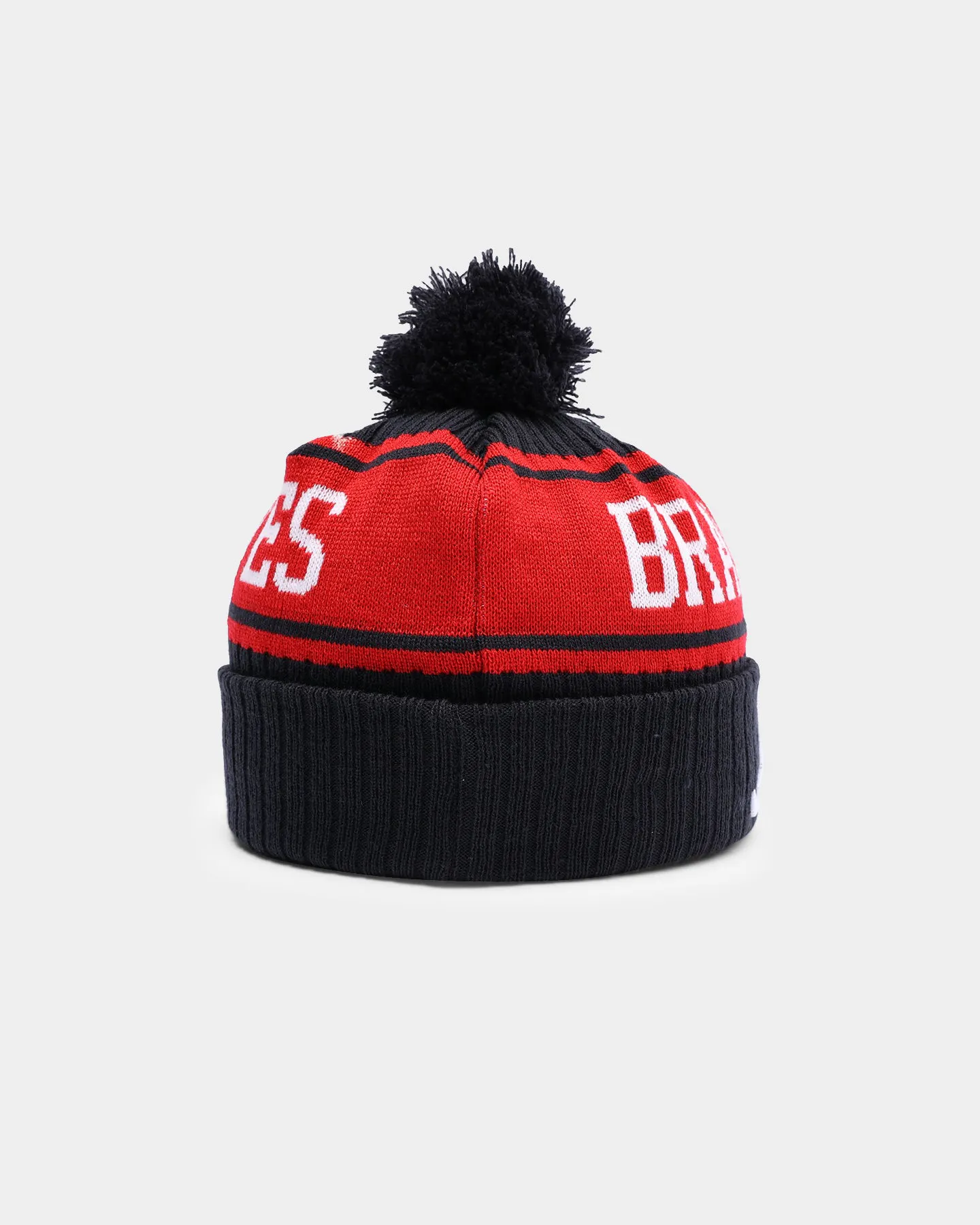 New Era Atlanta Braves Team Stripe Script Pom Beanie Team | Culture Kings NZ braves world series beanie