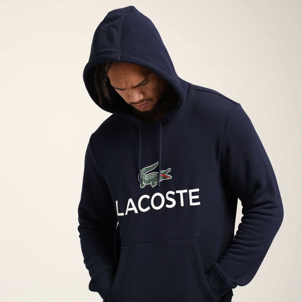 Lacoste SH0601 Large Logo Hooded Sweatshirt Navy Grey Lacoste Hoodie White 