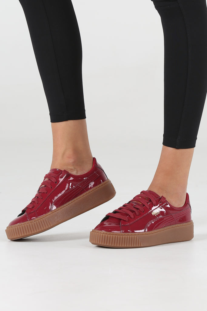 puma basket platform patent red puma basket platform patent red