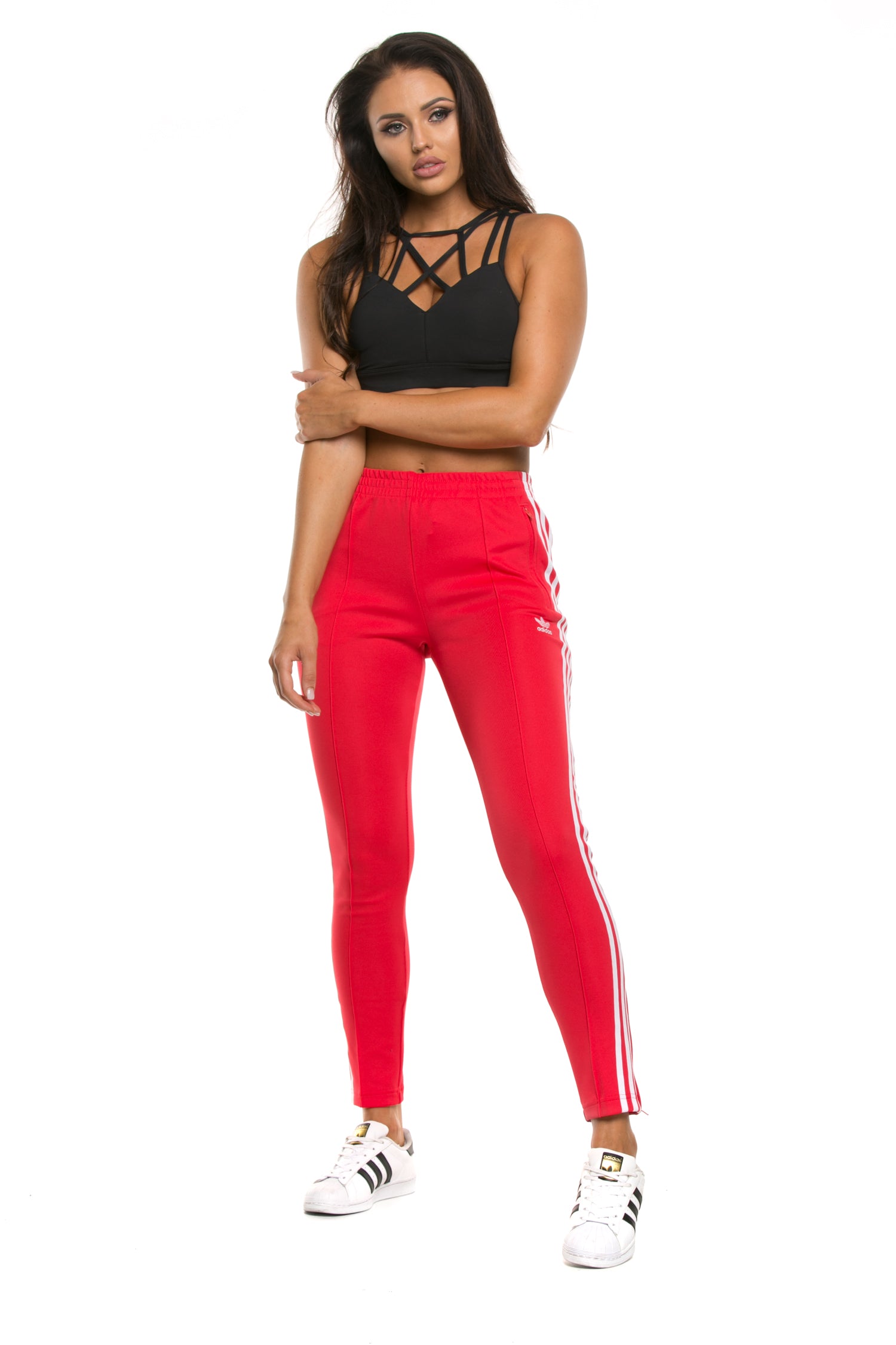 adidas track pants womens red