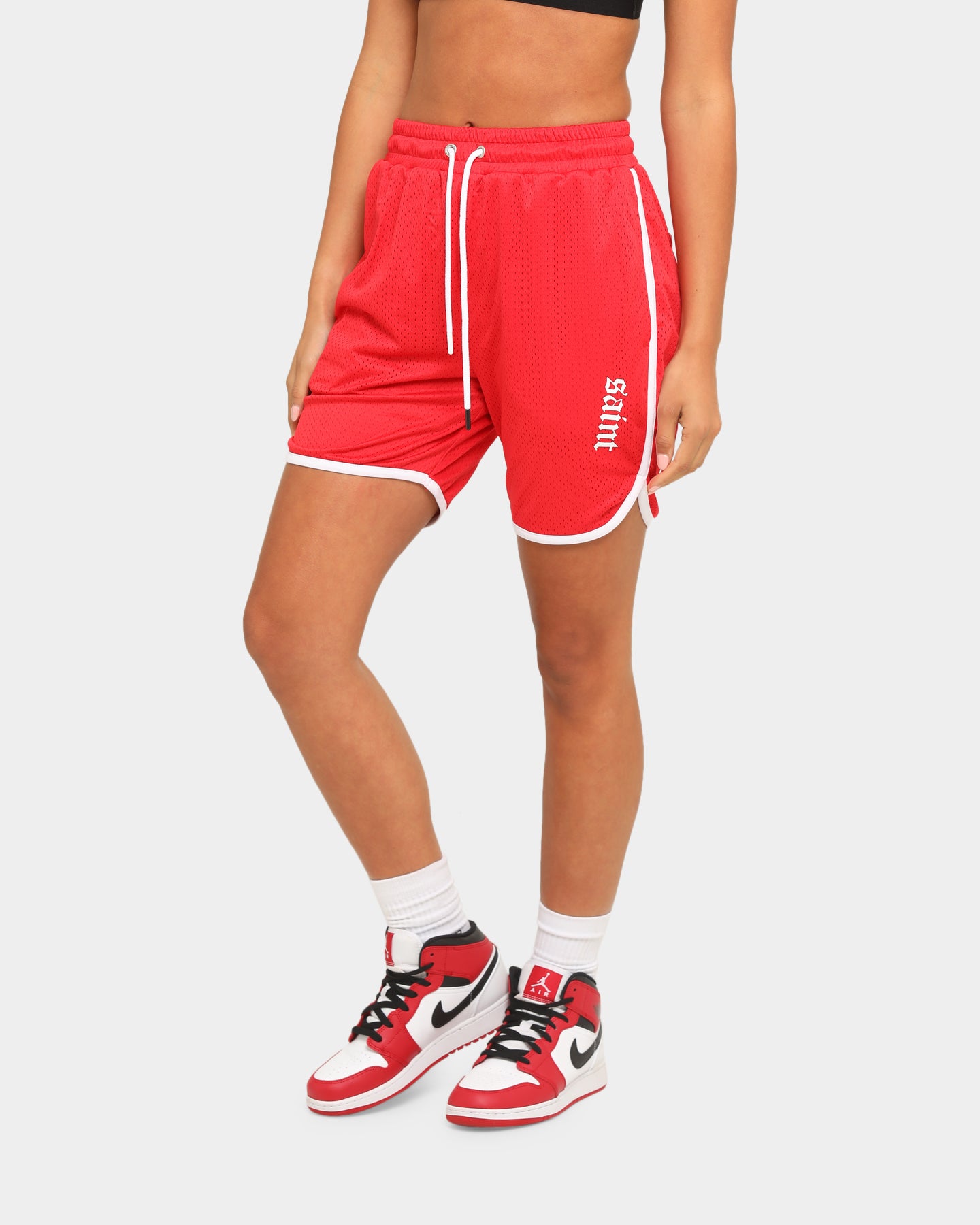 womens red basketball shorts
