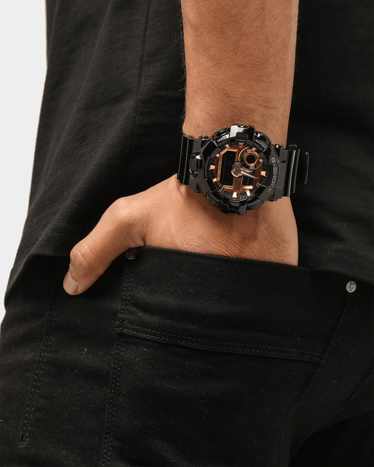 g shock matte black rose gold