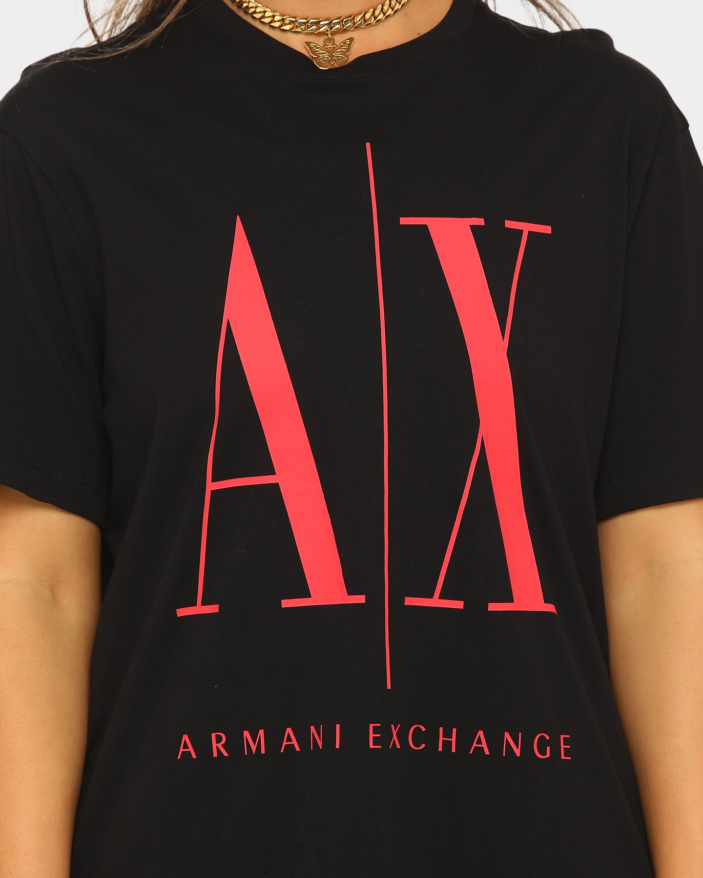 red armani exchange shirt