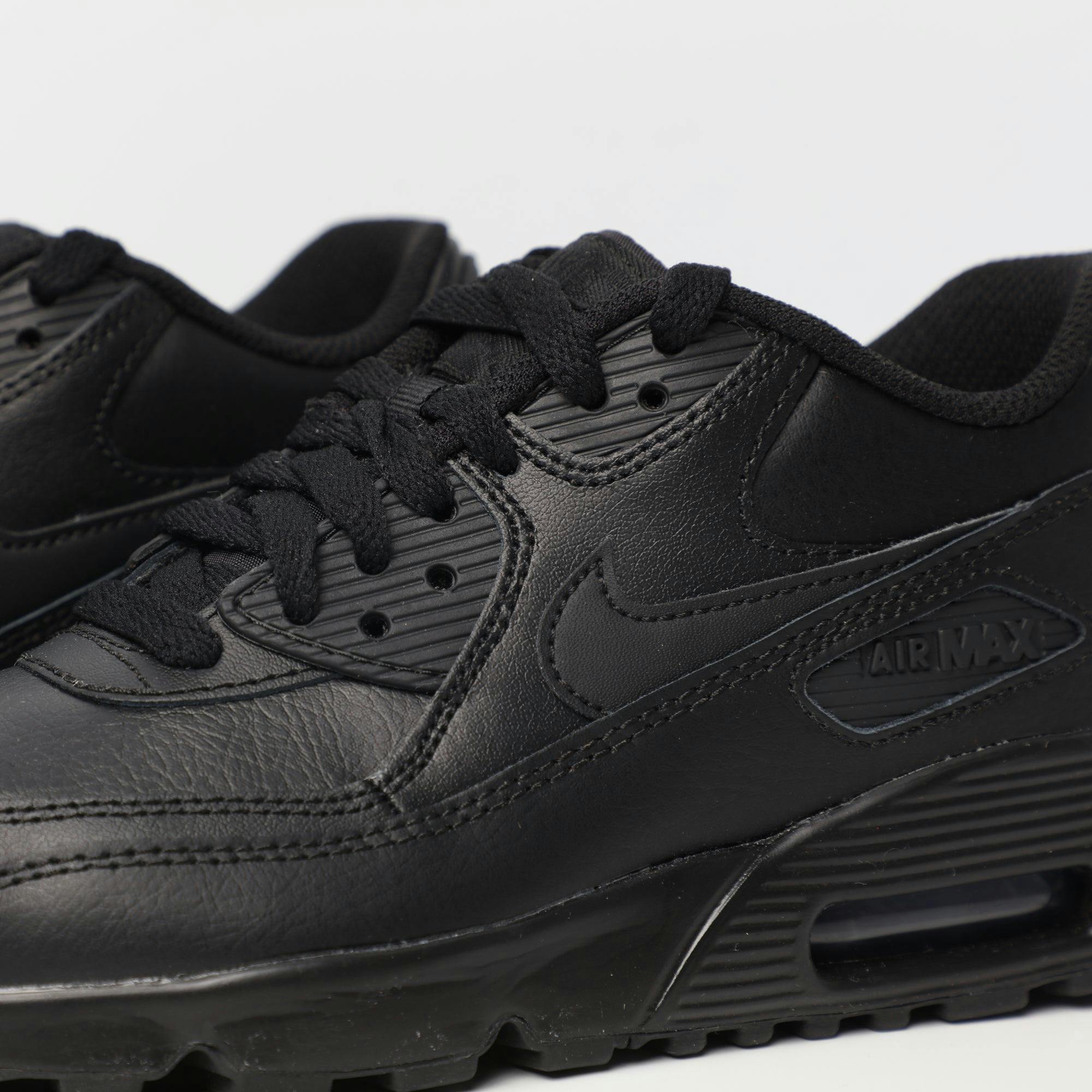 Nike Air Max 90 Leather Older Kids' Shoe Black/Black | Culture Kings NZ