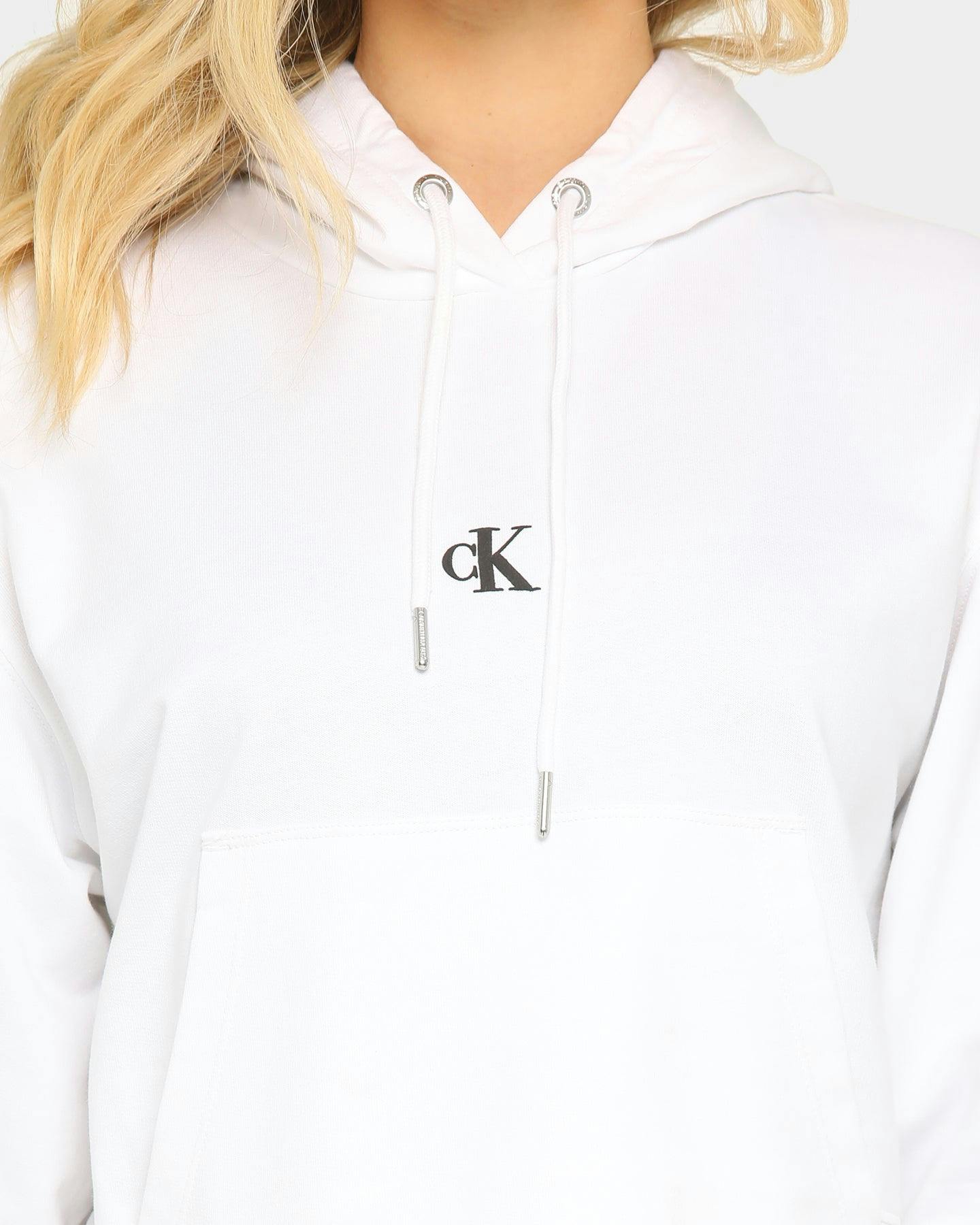 Calvin Klein Women's Puff Print Cropped Hoodie Bright White 