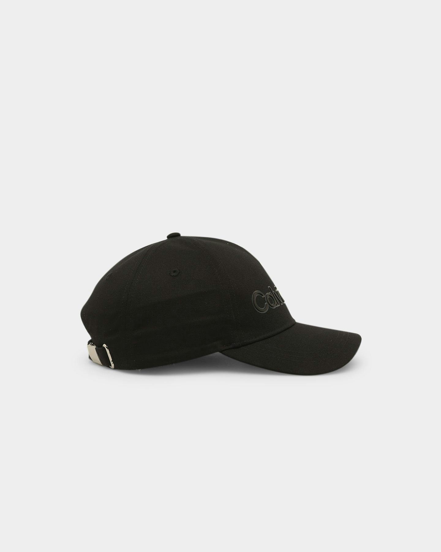 Calvin Klein Leather Lettering Baseball Cap Ck Black