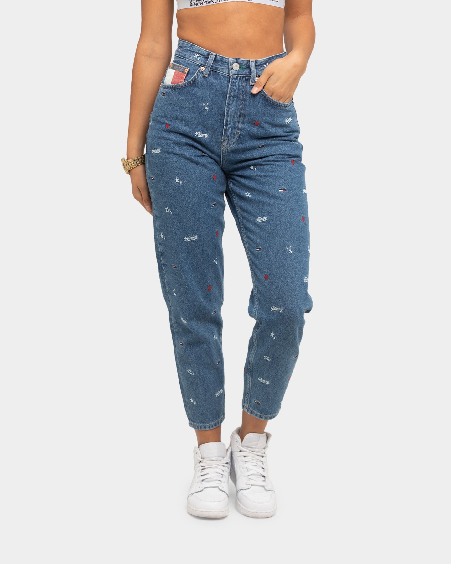 tommy jeans high rise tapered mom jeans