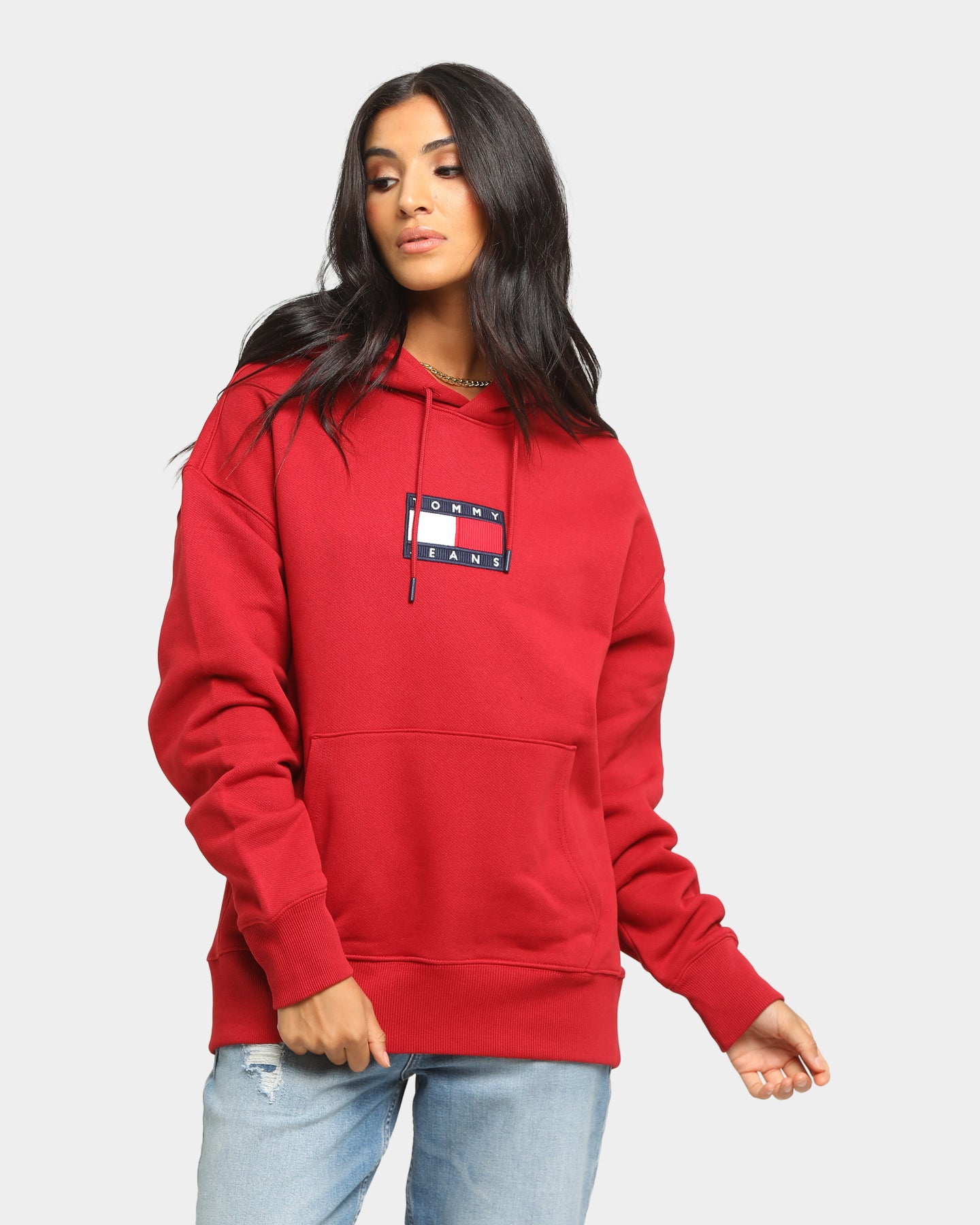 Tommy Jeans Small Flag Hoodie Wine Red 