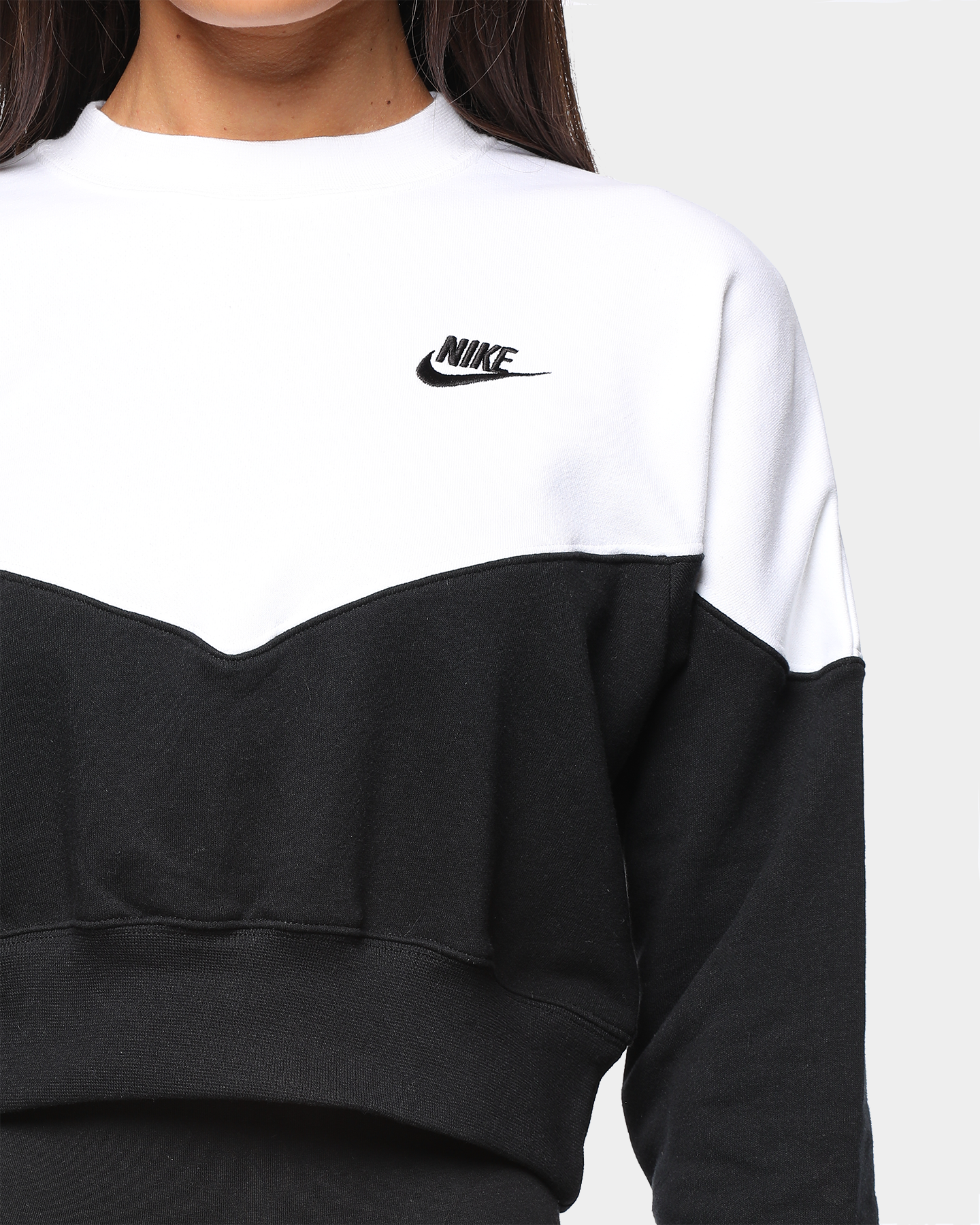 nike heritage colour block crop crew sweatshirt