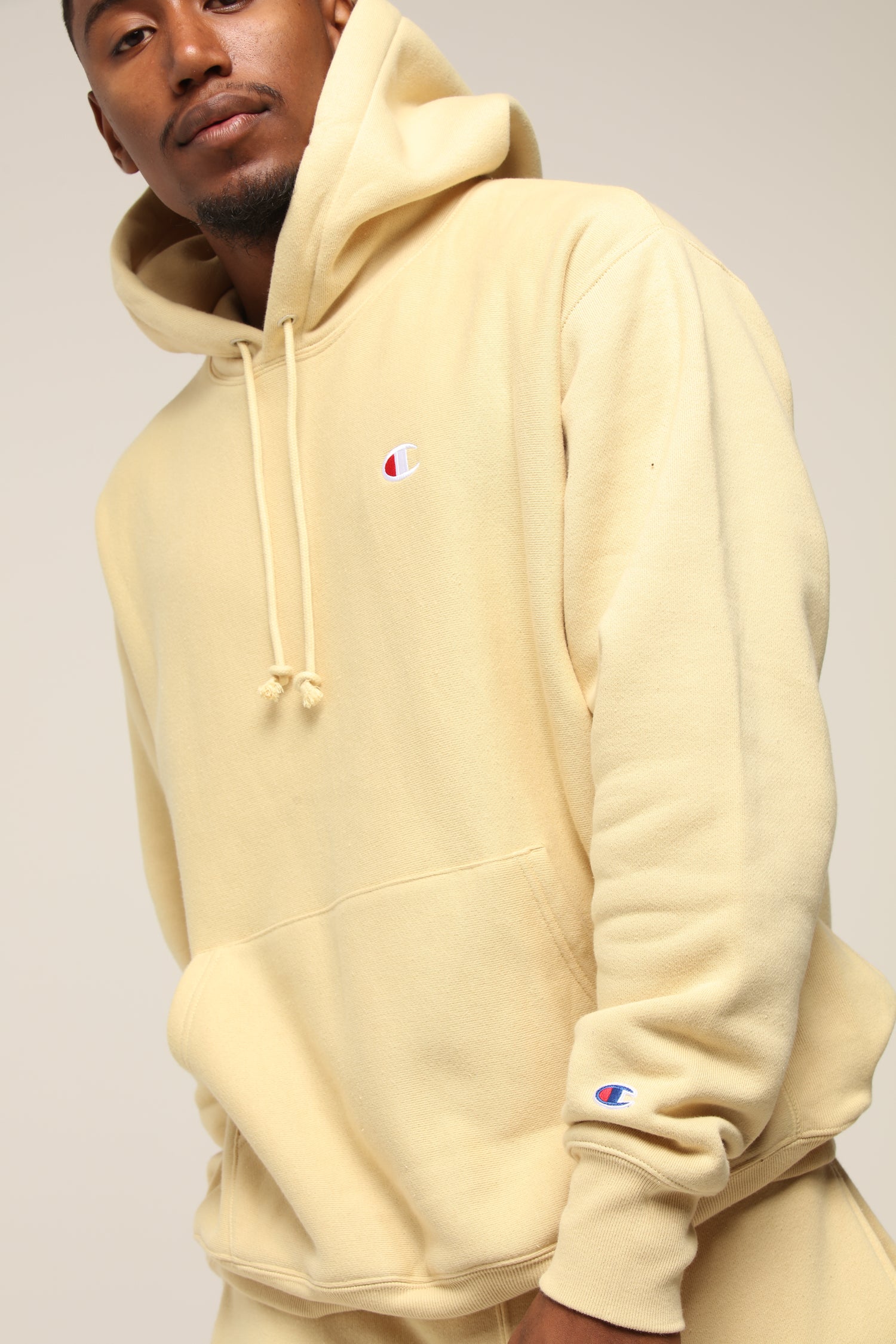 champion hoodie light yellow