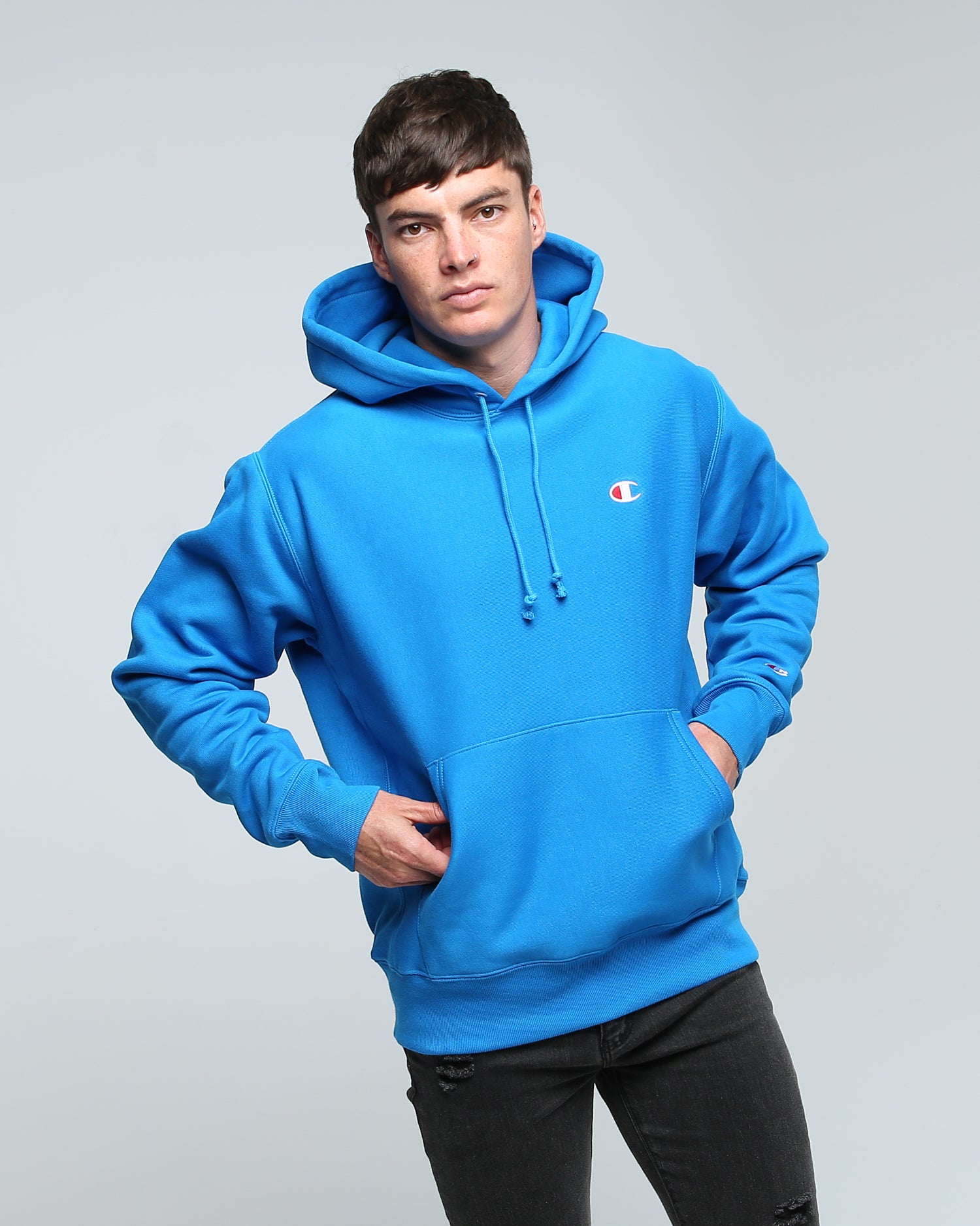 champion reverse weave hoodie running waves