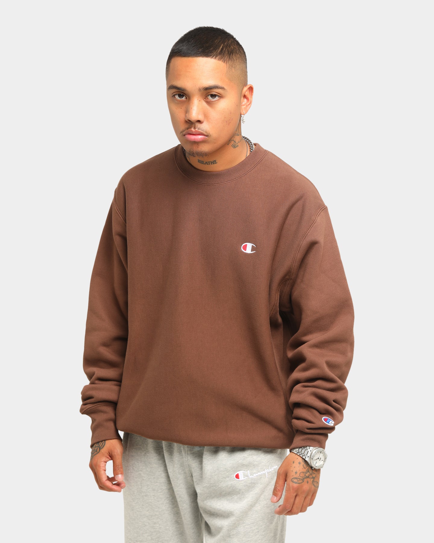 champion sweater mens grey gold