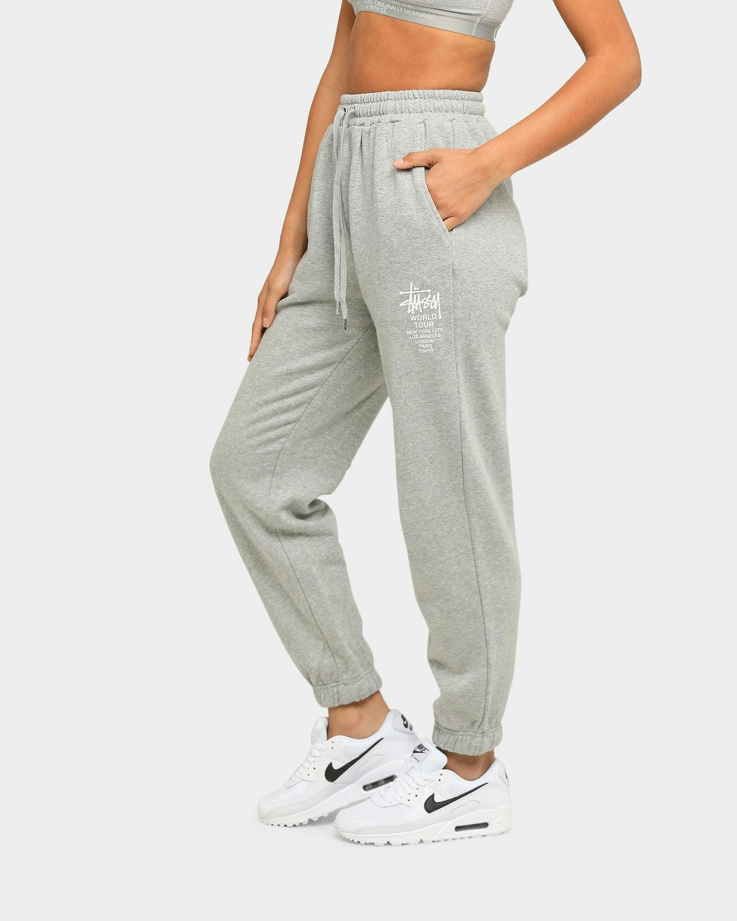 Stussy World Tour Trackpants Grey Marle | Culture Kings NZ