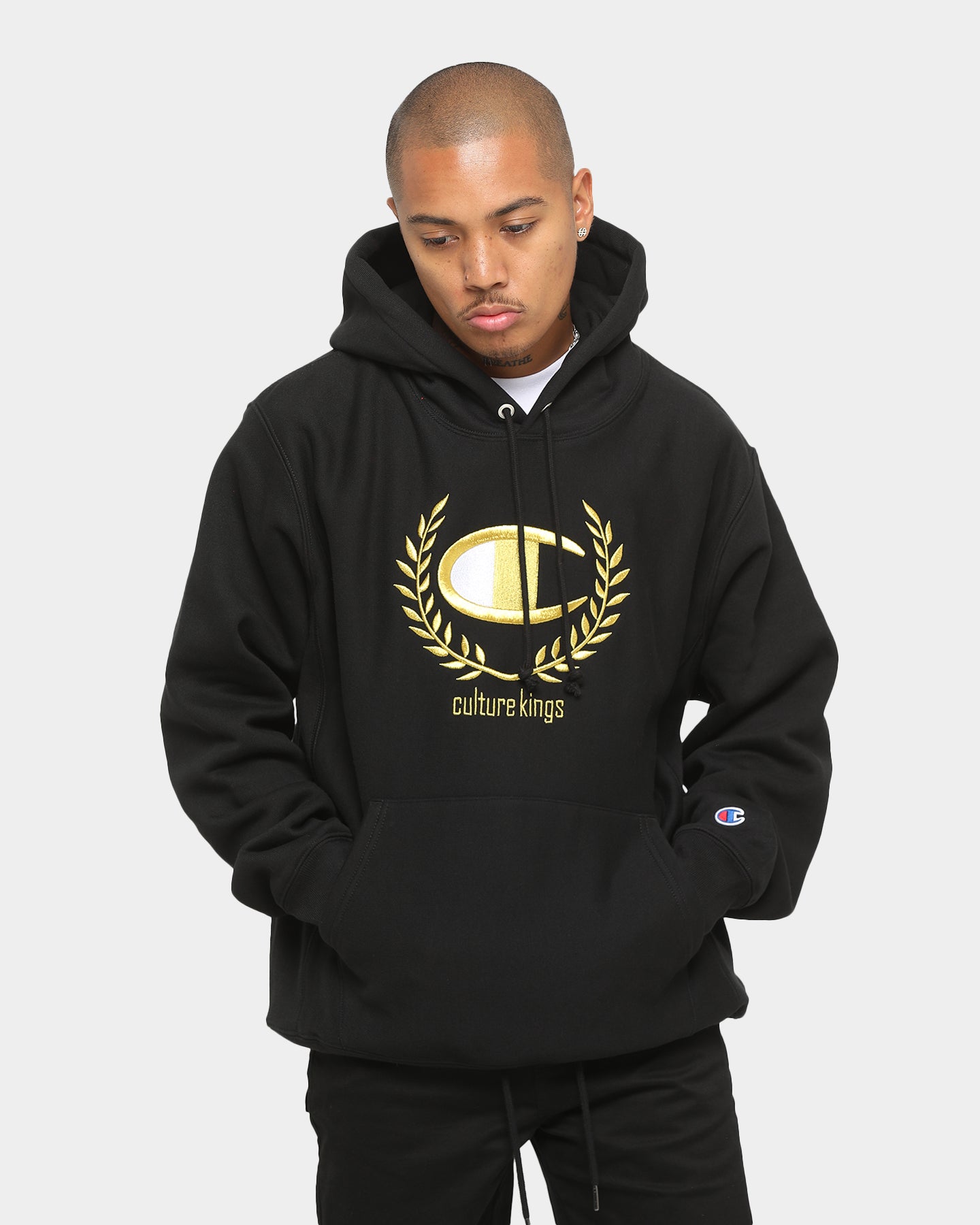 black gold champion hoodie